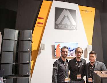 Jason Lupgens, general manager, Imagination AV; Joan Amate, vice president, and Jordi Amate, sales area manager, Amate Audio