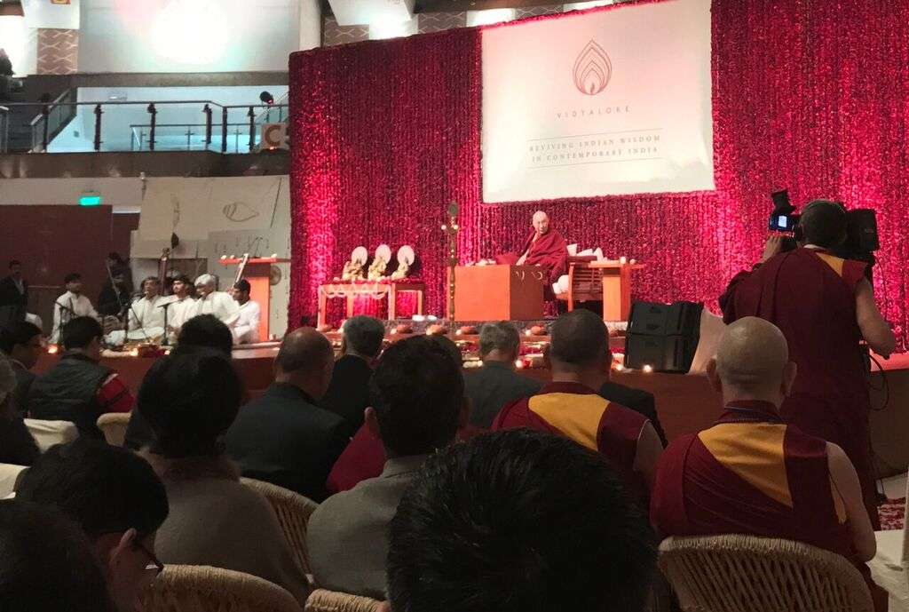 The Dalai Lama addressed an audience of over 3,000 at Talkatora indoor stadium in New Delhi