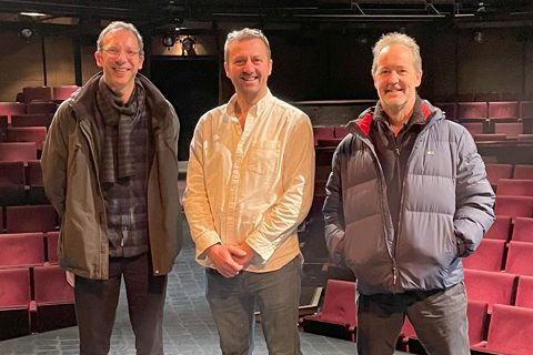The RSC's Head of Sound, Jeremy Dunn, flanked by HD Pro Audio's Andy Huffer (left) and Out Board's Dave Haydon