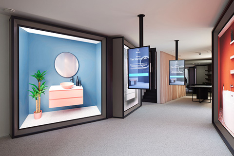 the showroom uses Leyard Europe VEM-series screen walls