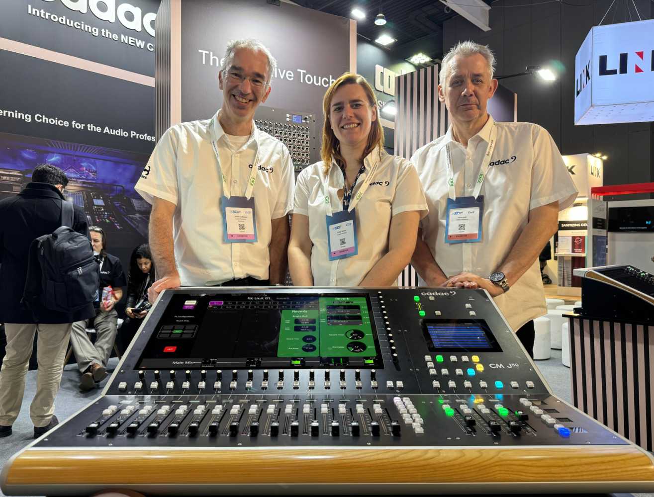 Cadac Console's James Godbehear, Emily Watson and Peter Hearl with the CM-J50