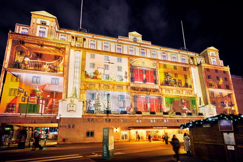 ‘A visual spectacular used the elegant architecture of the hotel as a canvas for multiple projections’