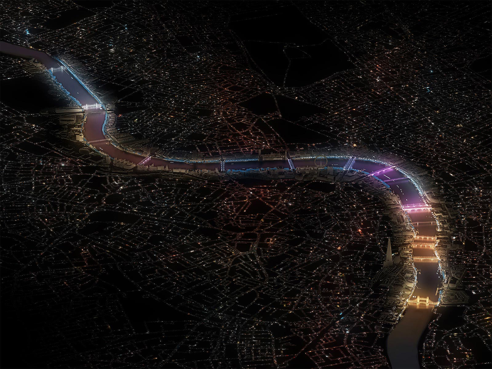 This will be a permanent light installation from Albert Bridge in Chelsea to Tower Bridge