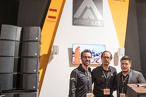 Jason Lupgens, general manager, Imagination AV; Joan Amate, vice president, and Jordi Amate, sales area manager, Amate Audio