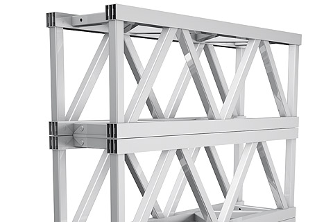 The BGR70 truss has a spatial lattice structure and is made of high-quality aluminium in specially designed rectangular profiles.