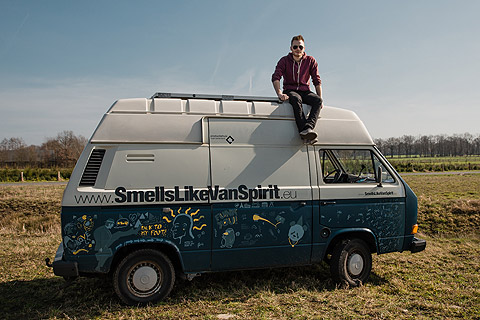 Marten Berger’s studio is housed in a converted Volkswagen ice-cream van