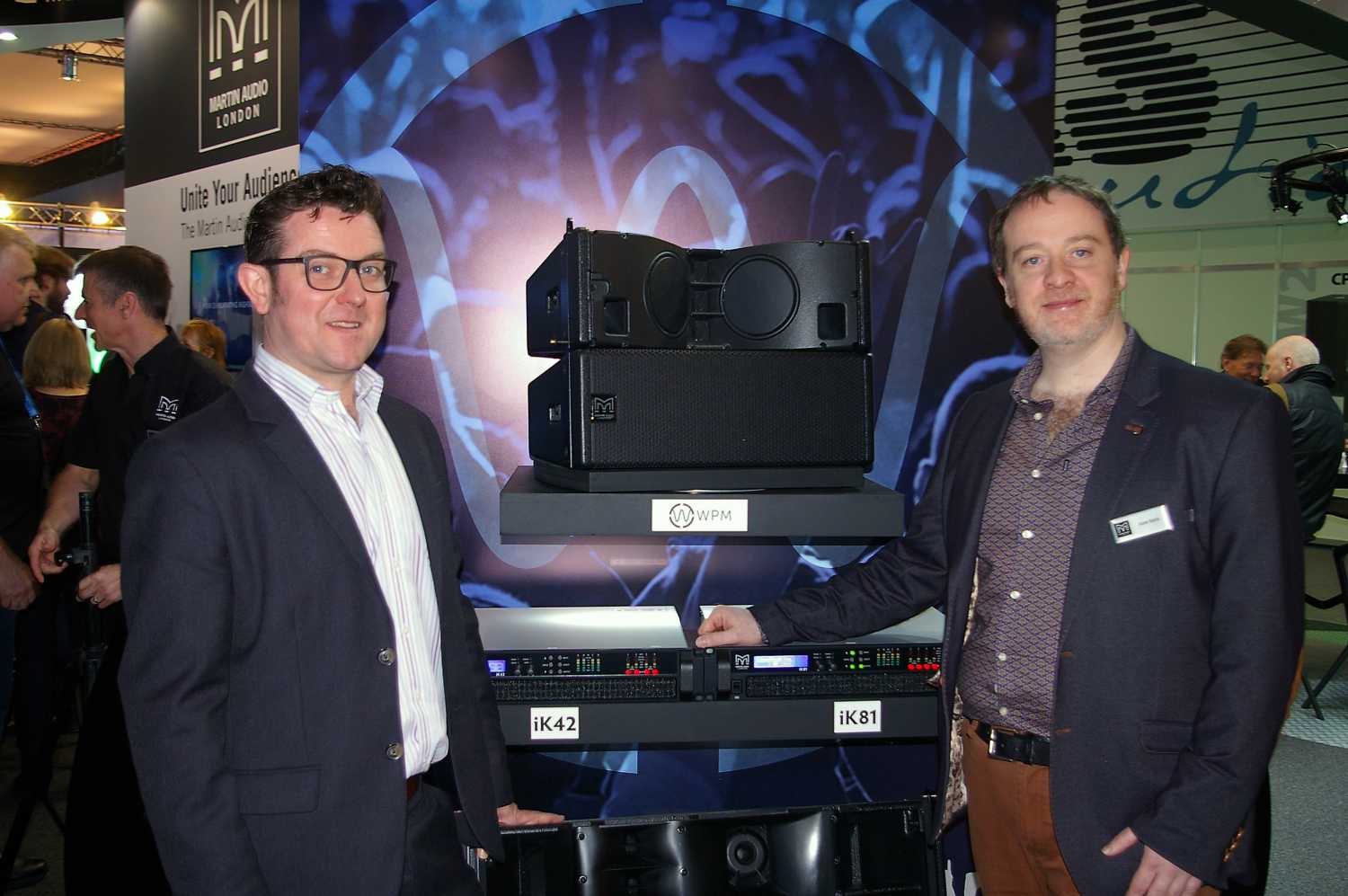 Martin Audio managing director Dom Harter, and R&D director Jason Baird, with the new Wavefront Precision  and iKON amplifier range