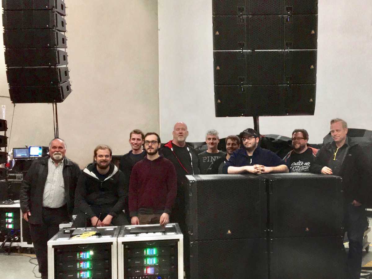 Don Ludwig, Ludwig Marketing; Eric Dobson & Bob Murr, techs; Alex Kociper, GCS tech; Tim Swan, GCS VP/GM; Joe Perona, GCS tech; Adam Rosenthal, tech; Nick Dahl, GCS tech; Rick Woida, Adamson engineer & Brian Fraser, Adamson senior engineer (photo: TommyG)