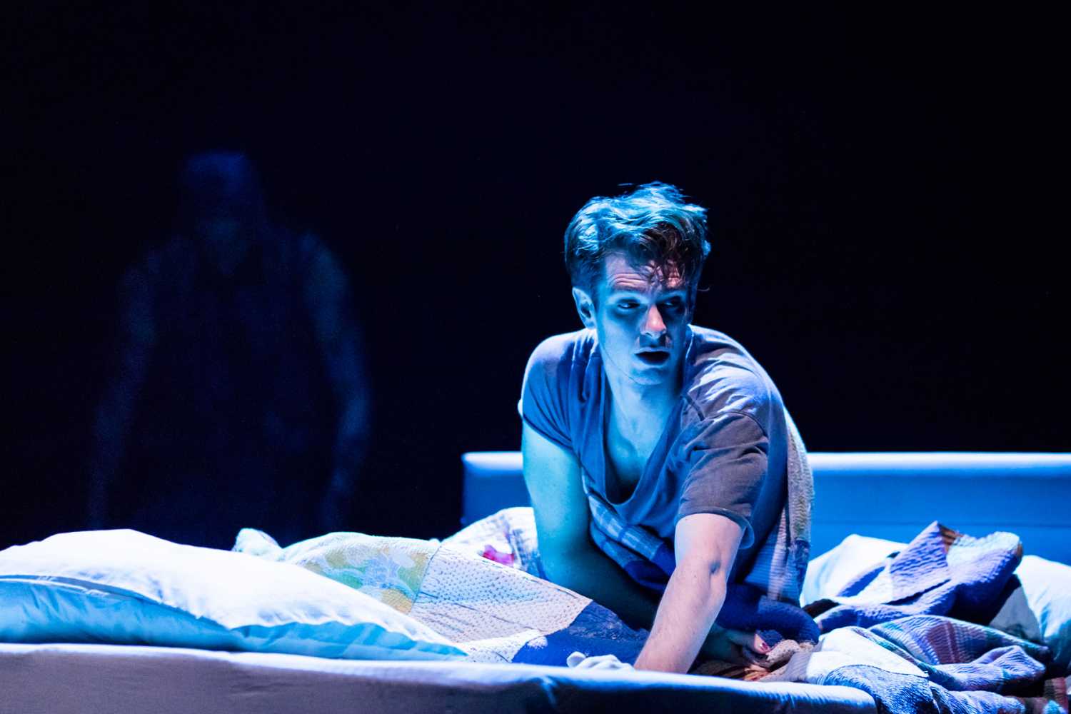 Andrew Garfield (Prior Walter) in Angels in America (photo: Helen Maybanks.)