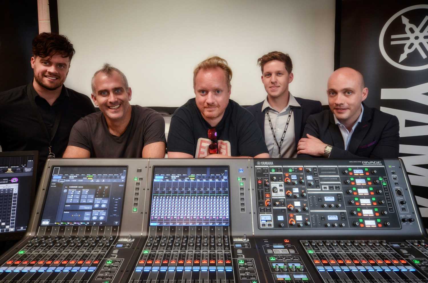 Yamaha Commercial Audio's Tim Bamber, Subfrantic's Sean Murphy and Steve Davies, Yamaha's Alex Warren and Terry Murphy