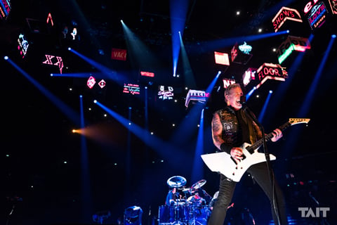 Metallica perform their new single Moth into Flame as 100 drones emerge