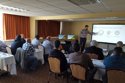 More than 75 dealers, distributors and systems integrators took in the live presentations