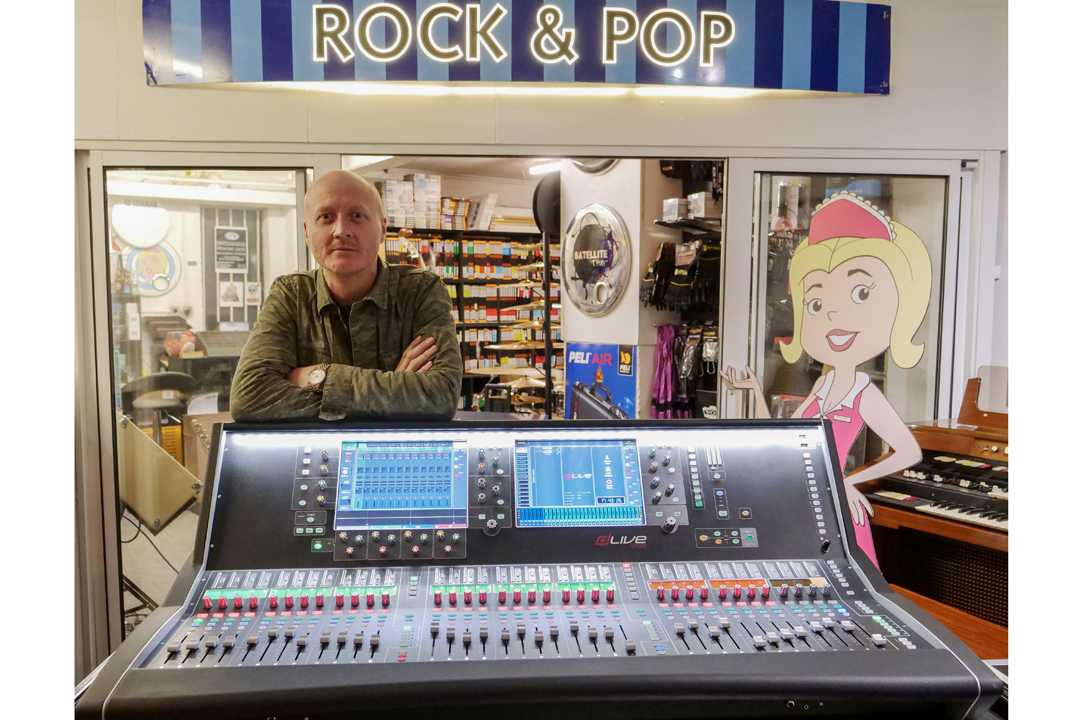 Cato Music’s Glen Rowe with a dLive console at the Cato Music facility in south west London