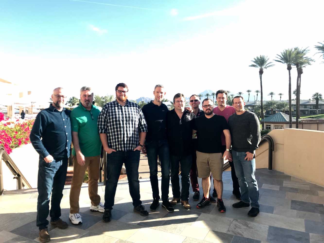 The ACT Lighting sales team, with Ayrton’s Michael Althaus:  Shawn Sack, Keith Bennett, Doug Mekanik, Michael Althaus (centre), Brian Dowd, Aaron Hubbard, Alex Monast, George Masek, James Davey