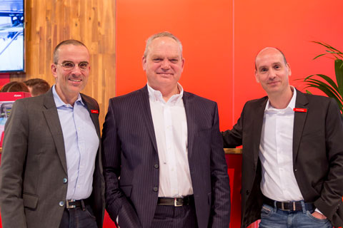 Martin Berger, CSO of Riedel Communications; Arie van den Broek, CEO of Archwave; and Thomas Riedel, founder and CEO of Riedel Communications