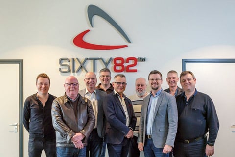 Sixty82 founders: Lee Brooks (UK), Adrian Brooks (UK), Ronald Seinen (NL), Marc Hendriks (NL), Gert Felten (NL), Alain-René Lantelme (France), Jérôme Bréhard (France), Fokko Smeding (NL), Xavier Drouet (France)