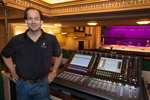 Savannah Music Festival chief sound engineer Chris Evans at the DiGiCo SD12 FOH (photo: Bailey Davidson)