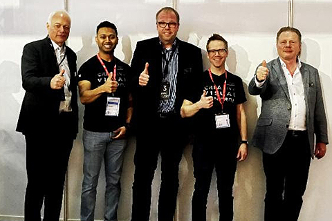 MD of MA Lighting Technology Michael Adenau, Avolites sales director Koy Neminathan, MD of MA Lighting Technology Gerhard Krude, Avolites sales manager Stephen Baird-Smith and chairman of MA Lighting International Ralph-Jörg Wezorke