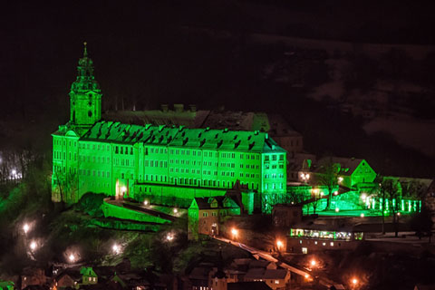 Heidecksburg castle goes green on St Patrick’s Day (photo: Tommy Pekruhl)