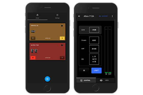 The app manages groups of VANTEC and ALTEA 700 systems