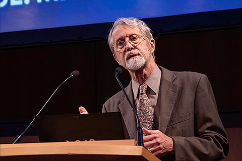 Caption: Digital Reverb Pioneer David Griesinger delivers the Heyser Lecture