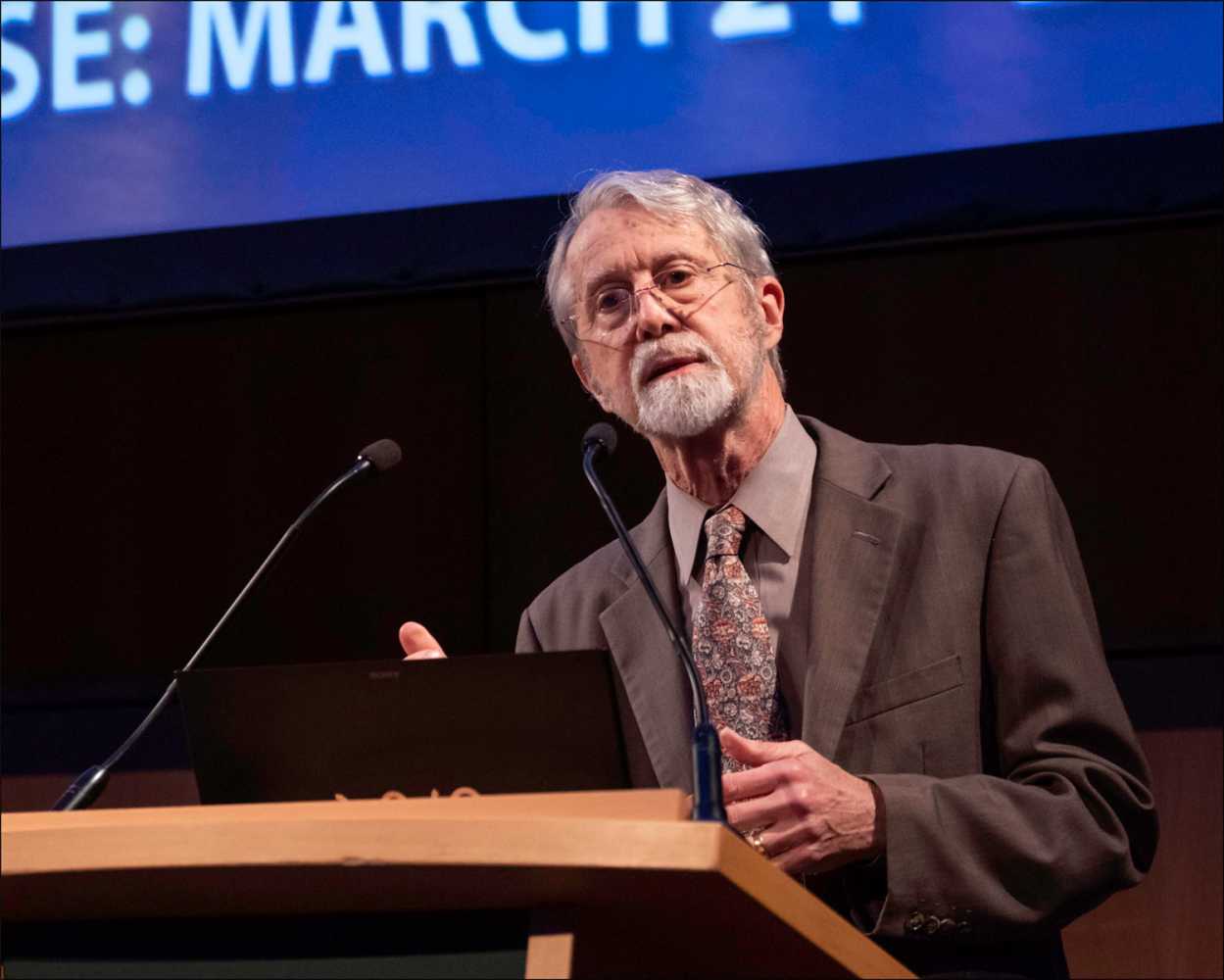 Caption: Digital Reverb Pioneer David Griesinger delivers the Heyser Lecture