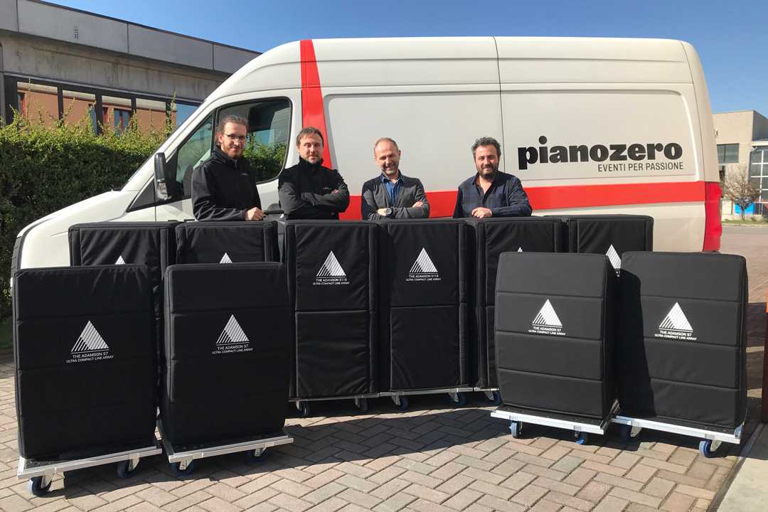 Andrea Mattarolo, technician, Pianozero; Michele Rebesco, owner, Pianozero; Stefano Rocchi, owner, Audiosales; Giovanni Pigino, product specialist, Audiosales