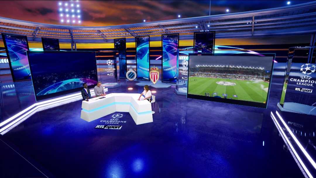 Coverage of Champions League football is delivered from a versatile virtual studio in Brussels