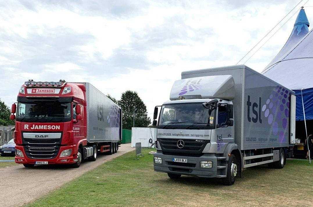 The fixtures and control kit were delivered to the festivals in TSL’s new 45’ trailer