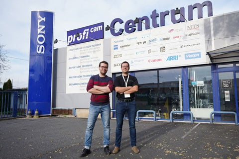 Elvia-Pro’s Tomáš Kocáb and Jan Chvala outside the company HQ in Prague