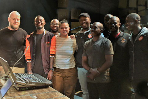 The UJ Arts team with Jannie de Jager and the MA3 compact console