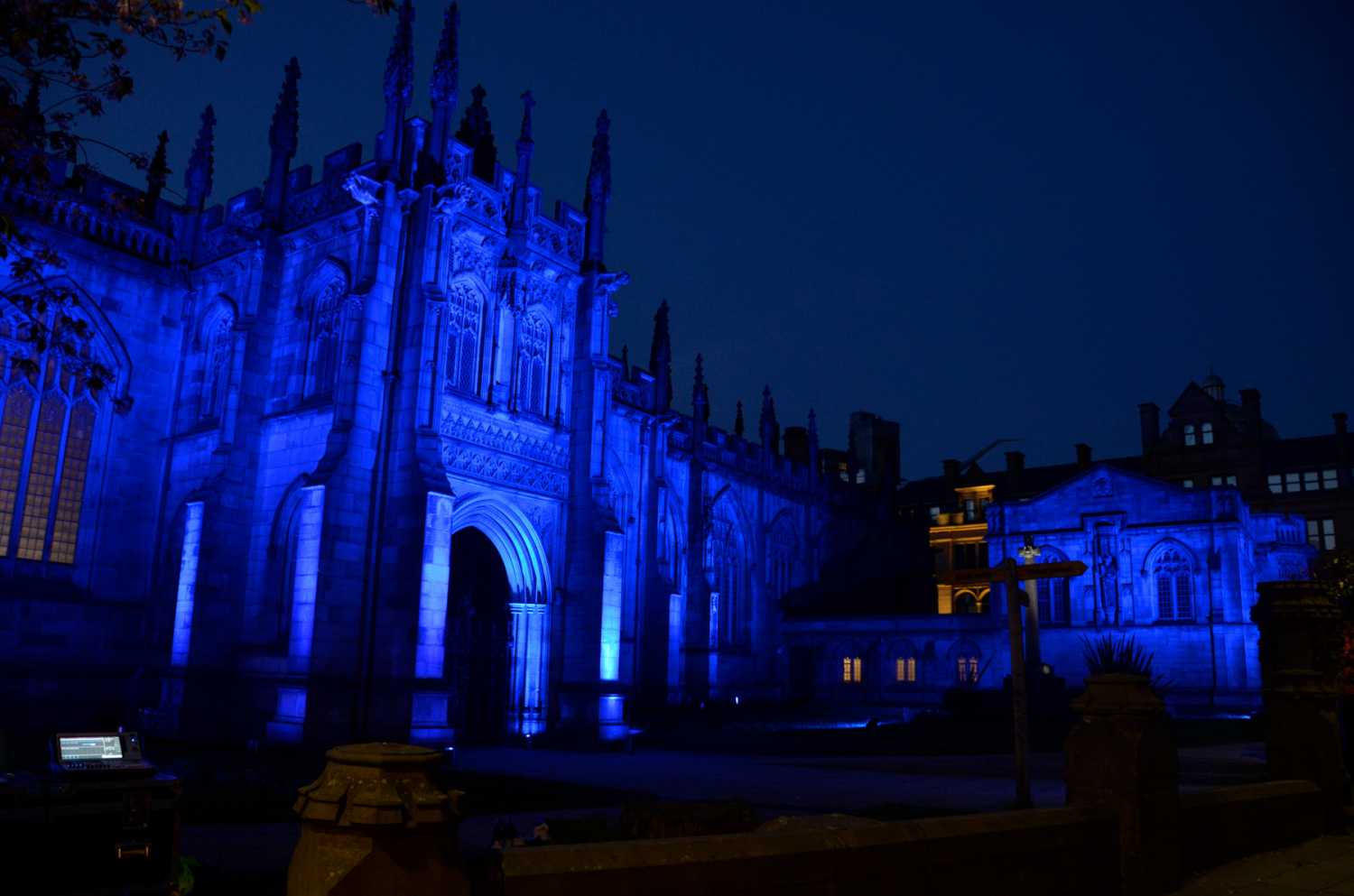 The cathedral was lit using wireless battery powered fixtures from Sterling’s hire stock