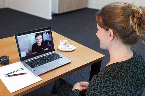 Juan José Vila, CEO, Equipson (on screen) and Senta van der Vaart, TAU Audio Solutions' business manager