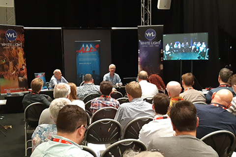 ALD's 2019 AGM held in White Light's Studio 19, with Manchester attendees on video screen