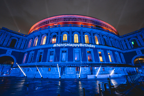 Venues including the Royal Albert Hall, the NEC, the O2 and the SEC lit-up blue on 4 July (photo: Andy Paradise)