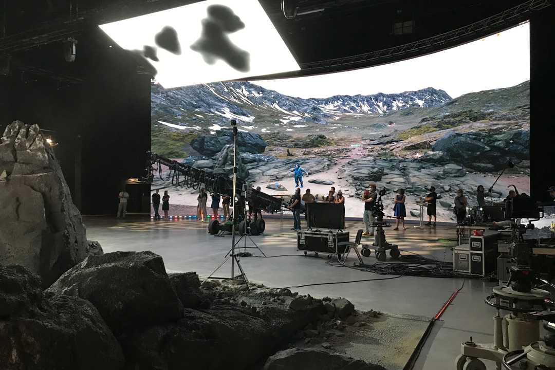 The virtual production set offers a dynamic backdrop for a variety of productions