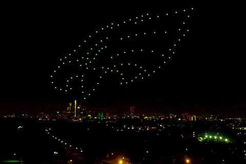 Verge Aero's drone fleet created dynamic images, logos, animations and messages of support for the Philadelphia Eagles