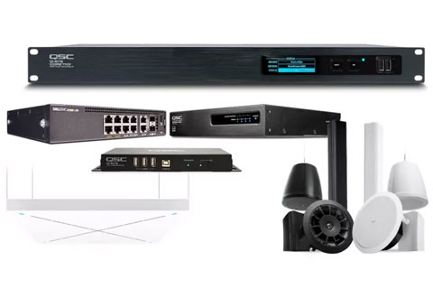 QSC has worked with Sennheiser and Logitech to provide complete room solutions