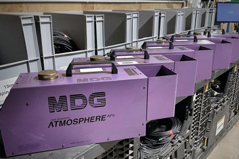 MDG Atmosphere haze machines - prepped and ready for their next TV appearance