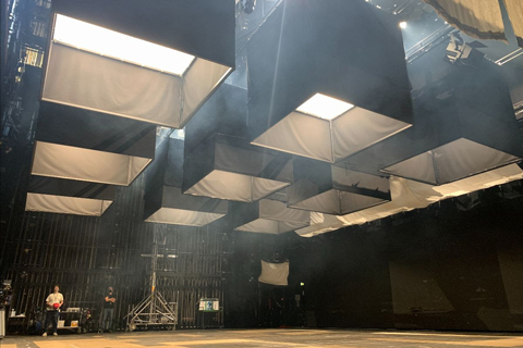 Soft light boxes used for filming in the Lyttelton Theatre, each including four MAC Encore Wash and one MAC Viper Performance