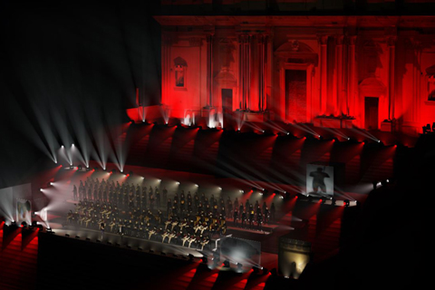 The concert was staged on the piazza in front of Noto Cathedral