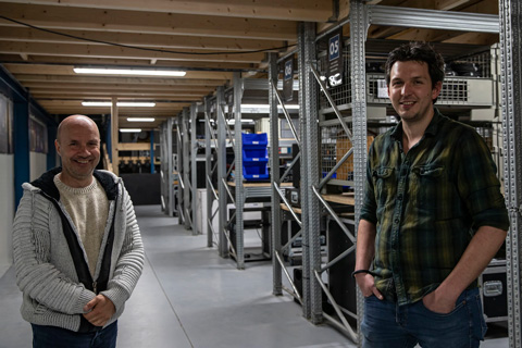 Marc Frijters (left) from Robe’s Benelux distributor, Controllux with Events Light’s Jeroen Frijters (photo: Louise Stickland)