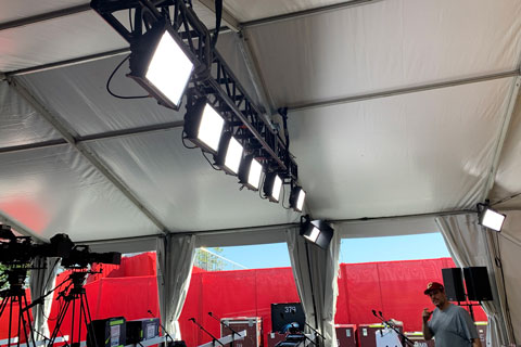 Inside the press tent at Whistling Straits