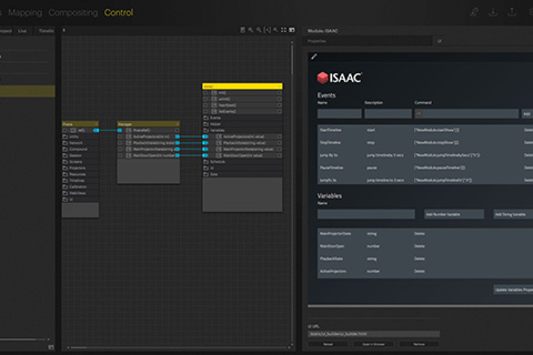 ISAAC events can be created and synched with the ISAAC calendar directly from within the Pixera control interface