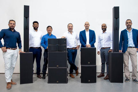 NMK’s Dino Drimakis, Akhil Raphael and Rocky Solarta, L-Acoustics’ Chris Mead, NMK’s Alex Kemanes, L-Acoustics’ Rahul Samuel and NMK’s Ziad Lakis