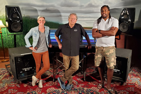 Prairie Sun Recording Studio manager Liz Silver, owner Mark Rennick, and Prairie Sun Live manager/engineer Joe Jones