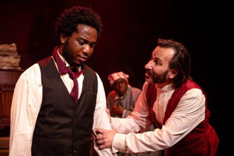 On stage at Reading Rep - Samuel Kyi, Dave Fishley and Rick Romero (photo: Harry Elletson)