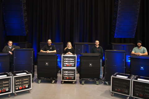 Adlib with their initial JBL VTX A Series investment, pictured in February 2020