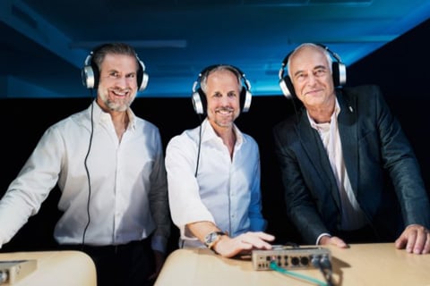 From left: Ralf Oehl, Neumann.Berlin; Andreas Sennheiser, Sennheiser; and Claude Cellier, Merging Technologies