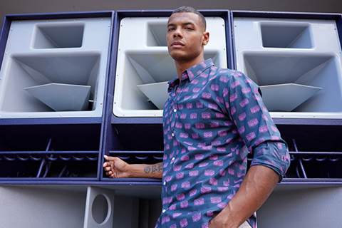 The shirts feature a design based on a 3D blueprint of Funktion-One Evolution loudspeakers